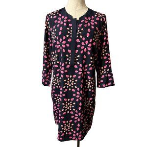 Crown & Ivy Dress Lady Bugs Pink Blue L Large 3/4 Long Sleeve Shift Washable